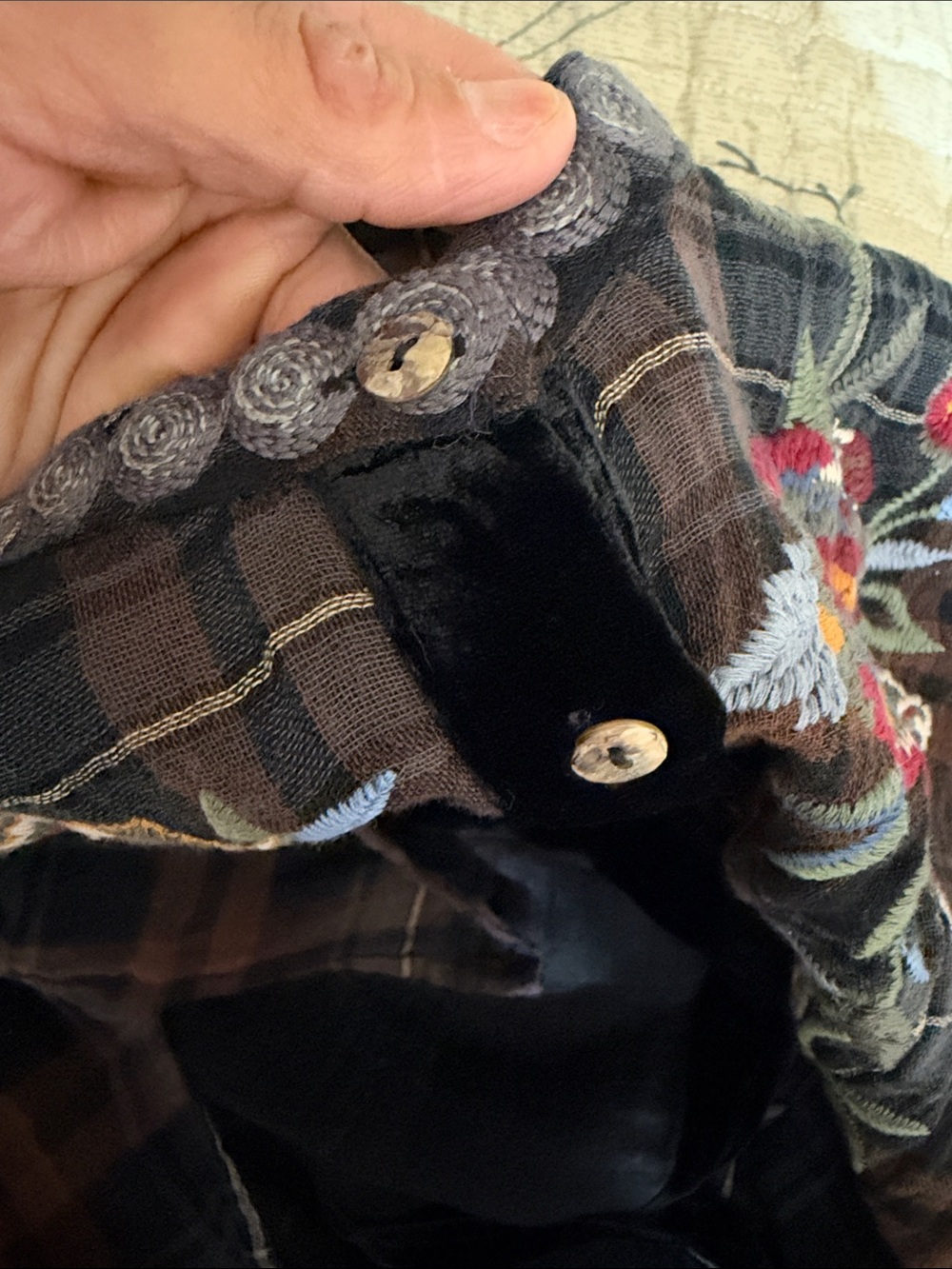Johnny Was Krysha Velvet Placket Shirt - Picture 10 of 11